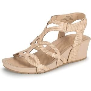 Baretraps Women's Raeanne Faux Leather Strappy Wedge Sandals, Beige Size 8M